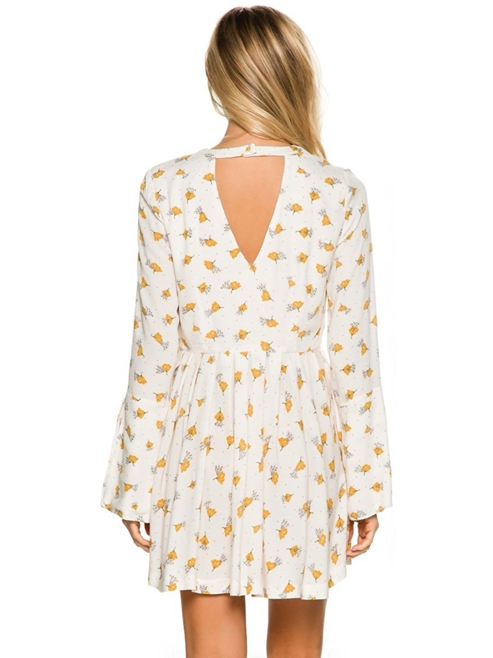 FREE PEOPLE TEGAN PRINTED LONG SLEEVE MINI DRESS Sz 10 - Picture 5 of 11